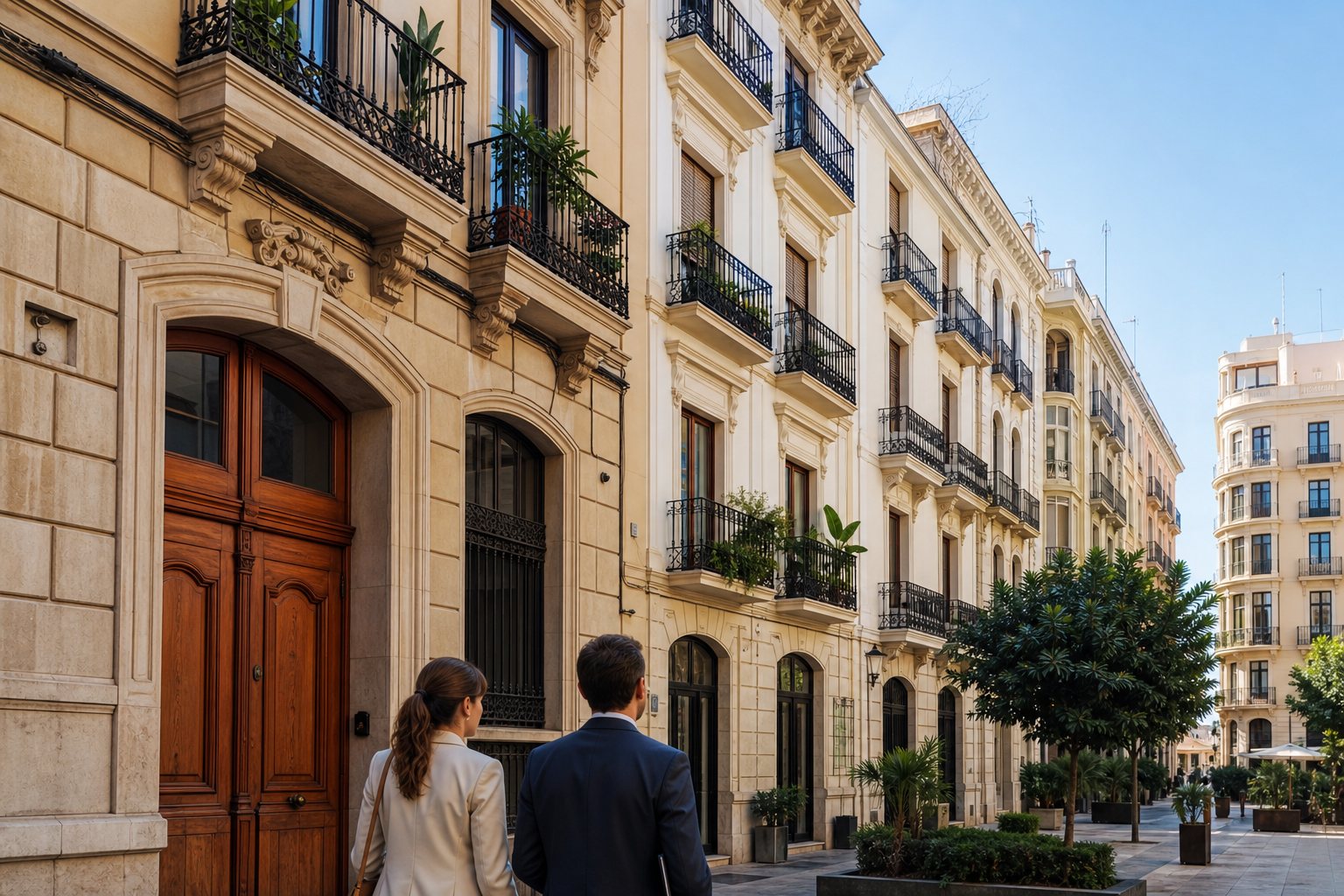 Fachada de viviendas en una calle de la Comunidad Valenciana
